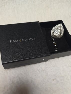 Ross-Simons Silver Teardrop Halo Crystal Ring